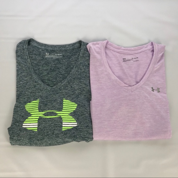 Lot (2) Under Armour Loose Fit Heatgear V Neck Tee - Picture 1 of 12